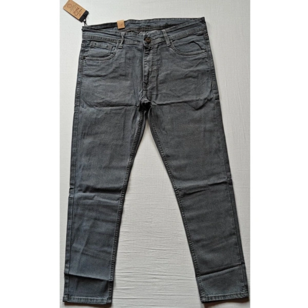 Shopnav Men's Cotton Blended Solid Tapered Jeans (Grey) - 32