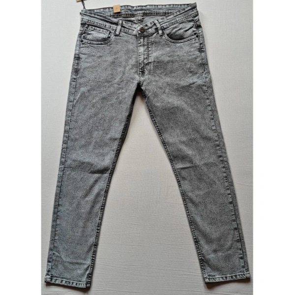 Shopnav Men's Cotton Blended Solid Tapered Jeans (Grey) - 30