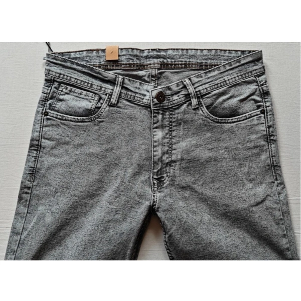 Shopnav Men's Cotton Blended Solid Tapered Jeans (Grey) - 30