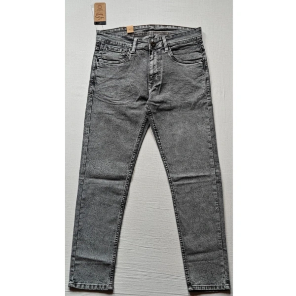 Shopnav Men's Cotton Blended Solid Tapered Jeans (Grey) - 28