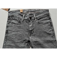 Shopnav Men's Cotton Blended Solid Tapered Jeans (Grey) - 28