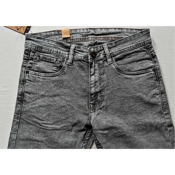 Shopnav Men's Cotton Blended Solid Tapered Jeans (Grey) - 28