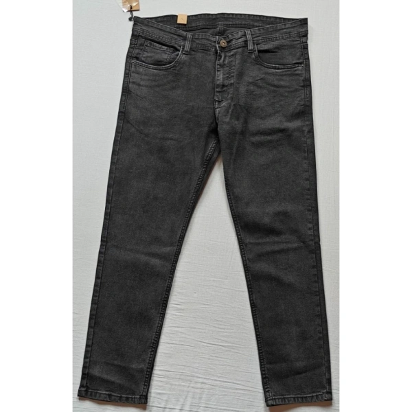 Shopnav Men's Cotton Blended Solid Tapered Jeans (Grey) - 28