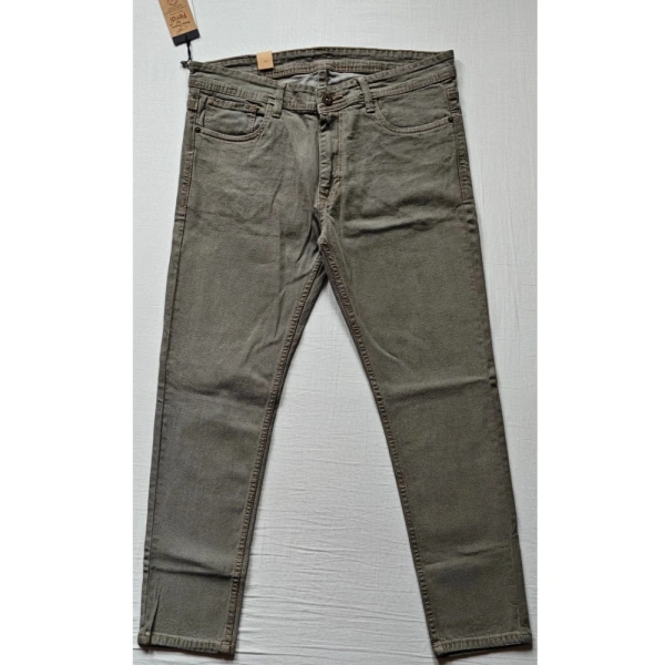 Shopnav Men's Cotton Blended Solid Tapered Jeans (Khaki) - 28