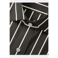 Men's Cotton Blended Striped Full Sleeve Shirt (Black-White) - L