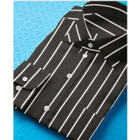 Men's Cotton Blended Striped Full Sleeve Shirt (Black-White) - L