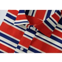 Men's Cotton Blended Striped Full Sleeve Shirt (Red-Blue) - L