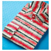 Men's Cotton Blended Striped Full Sleeve Shirt (Red-White) - L