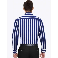 Men's Cotton Blended Striped Full Sleeve Shirt (White-Blue) - XL