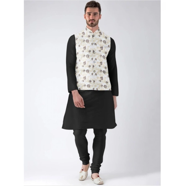 Men's Jacquard Printed Full Sleeve Waistcoat (Beige) - 38