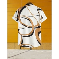 Generic Men's Lycra Printed Half Sleeve Shirt and Shorts Set (White Gold) - L