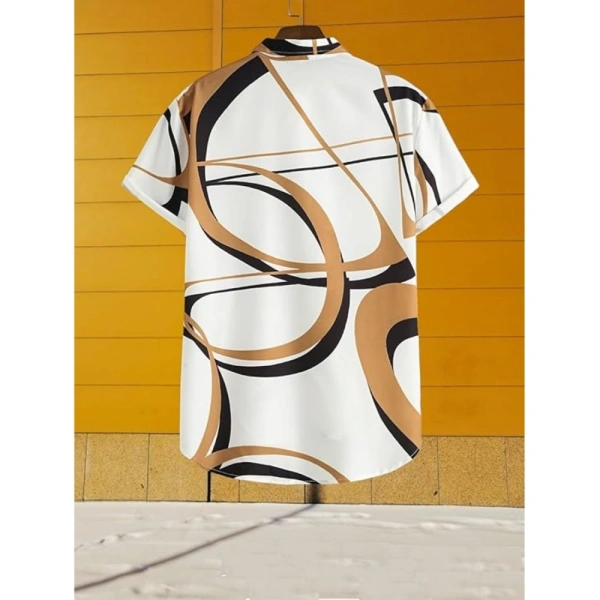 Generic Men's Lycra Printed Half Sleeve Shirt and Shorts Set (White Gold) - L