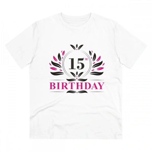 Men's PC Cotton 15th Birthday Printed T Shirt (Color: White, Thread Count: 180GSM) - S