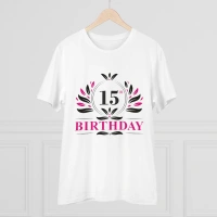 Men's PC Cotton 15th Birthday Printed T Shirt (Color: White, Thread Count: 180GSM) - S