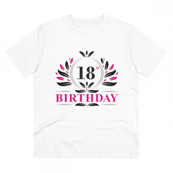Men's PC Cotton 18th Birthday Printed T Shirt (Color: White, Thread Count: 180GSM) - 2XL