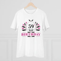 Men's PC Cotton 59th Birthday Printed T Shirt (Color: White, Thread Count: 180GSM) - L