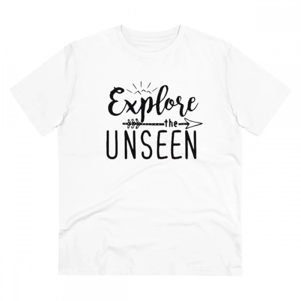 Men's PC Cotton Explore The Unseen Printed T Shirt (Color: White, Thread Count: 180GSM) - M