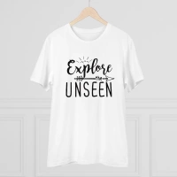 Men's PC Cotton Explore The Unseen Printed T Shirt (Color: White, Thread Count: 180GSM) - M