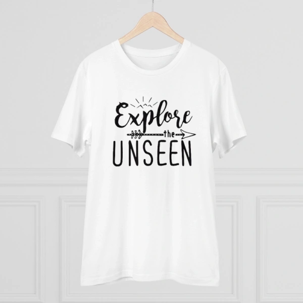 Men's PC Cotton Explore The Unseen Printed T Shirt (Color: White, Thread Count: 180GSM) - M