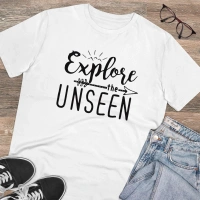 Men's PC Cotton Explore The Unseen Printed T Shirt (Color: White, Thread Count: 180GSM) - M