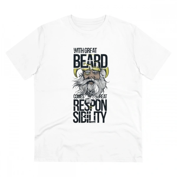 Men's PC Cotton With Great Beard Comes Printed T Shirt (Color: White, Thread Count: 180GSM) - L