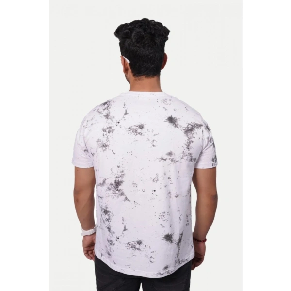 Men's Casual Half sleeve Printed Cotton Crew Neck T-shirt (White) - White, Printed, L