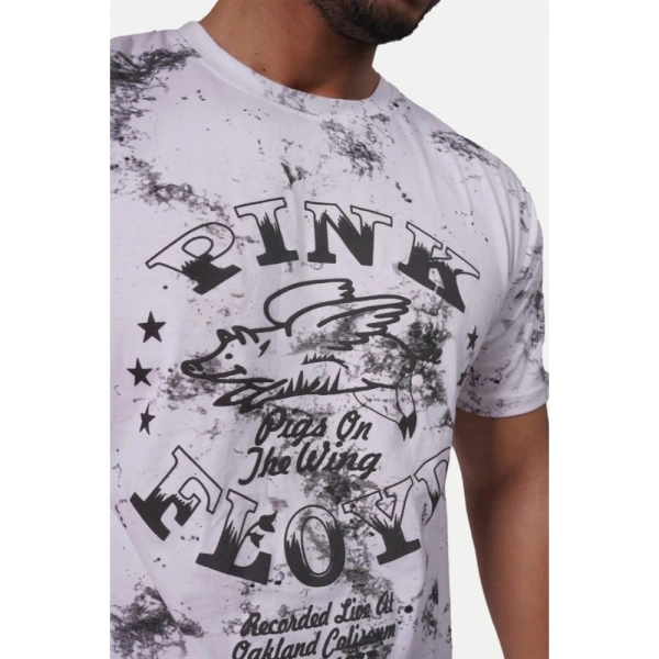 Men's Casual Half sleeve Printed Cotton Crew Neck T-shirt (White) - White, Printed, L