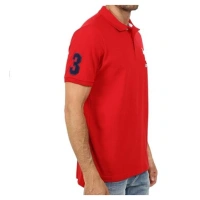 Men's Casual Half sleeve Solid Cotton Polo Neck T-shirt (Red) - 2XL