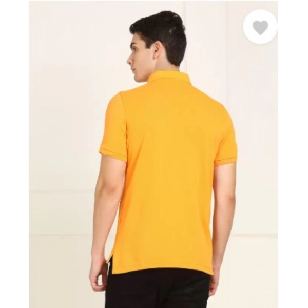 Men's Casual Half sleeve Solid Cotton Polo Neck T-shirt (Yellow) - 2XL