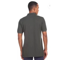 Men's Casual Half sleeve Solid Cotton Polo Neck T-shirt (Dark Grey) - 2XL