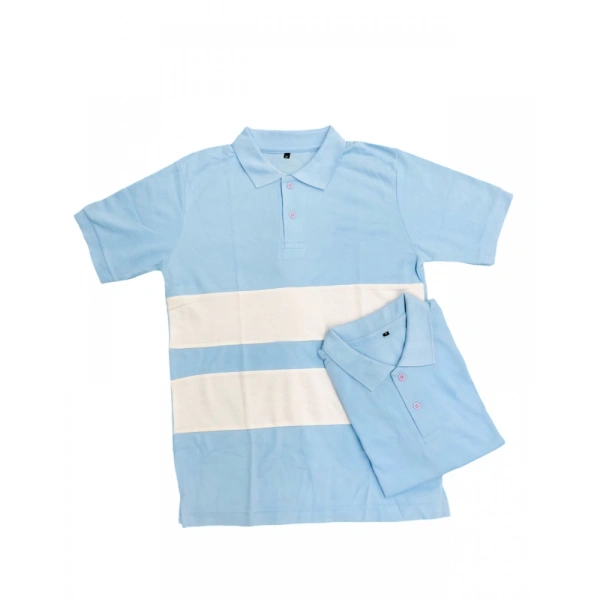 Men's Casual Short Sleeves Cotton Polo Neck T-shirt (Aqua Blue) - XL