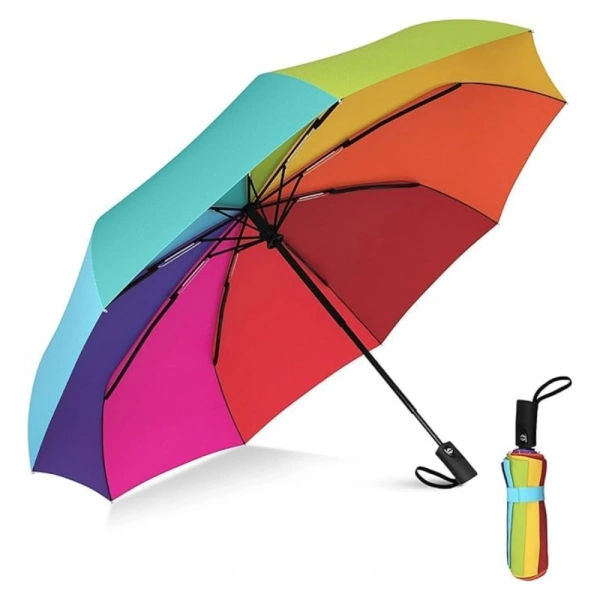 Generic Metal Portable Auto Travel Umbrella (Rainbow) - Rainbow