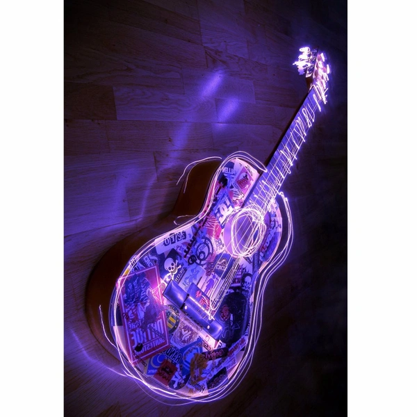 Shopnav Realme 3 Pro Purple Color Lighting Guitar Mobile Case Cover - Purple, 0.25, Music