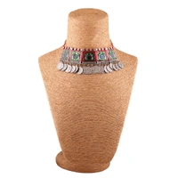 Shopnav Oxidised Silver Plated Meena Work Choker Necklace - Multicolour, Gold Plated