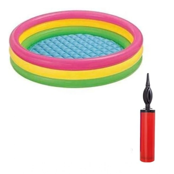 Generic Plastic Bath Tub With Pump 3 Ft Round For Kids (Multicolor ) - Multicolor