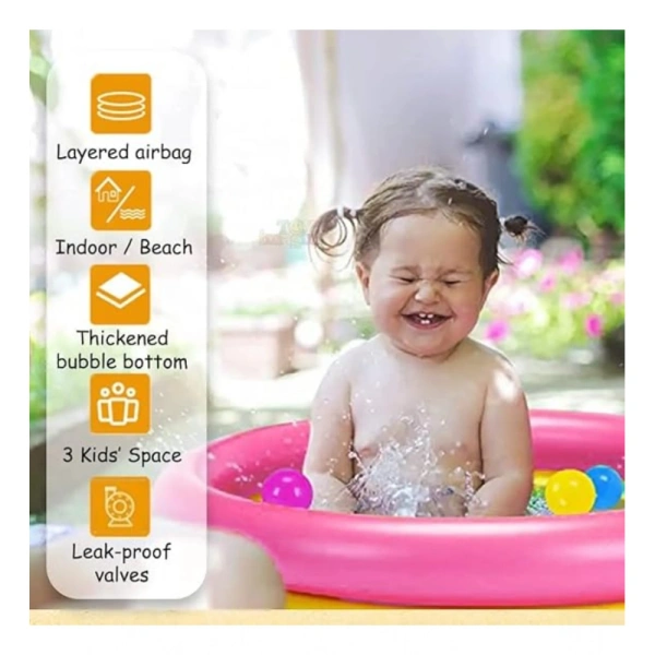 Generic Plastic Bath Tub With Pump 3 Ft Round For Kids (Multicolor ) - Multicolor