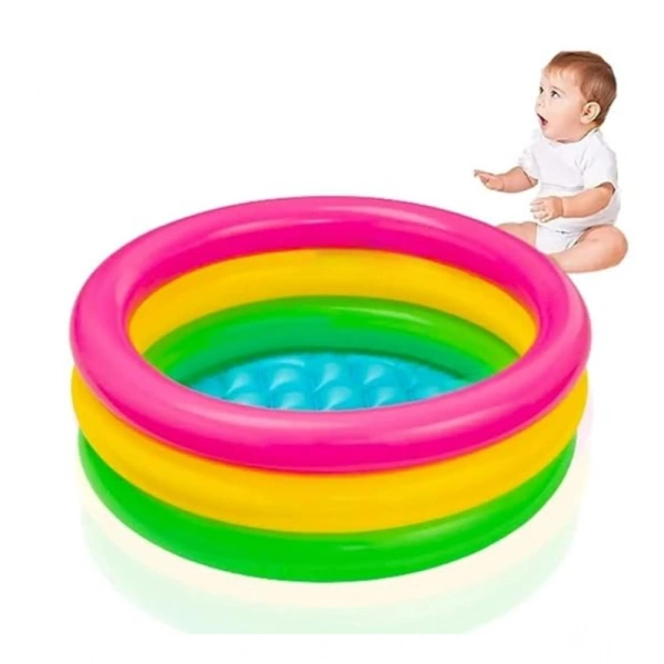 Generic Plastic Bath Tub With Pump 3 Ft Round For Kids (Multicolor ) - Multicolor