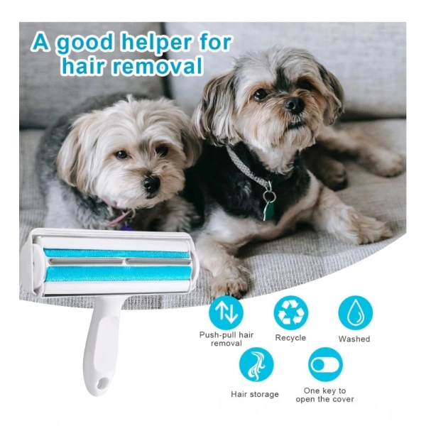 Plastic Dog Hair Remover Roller (Blue) - Blue
