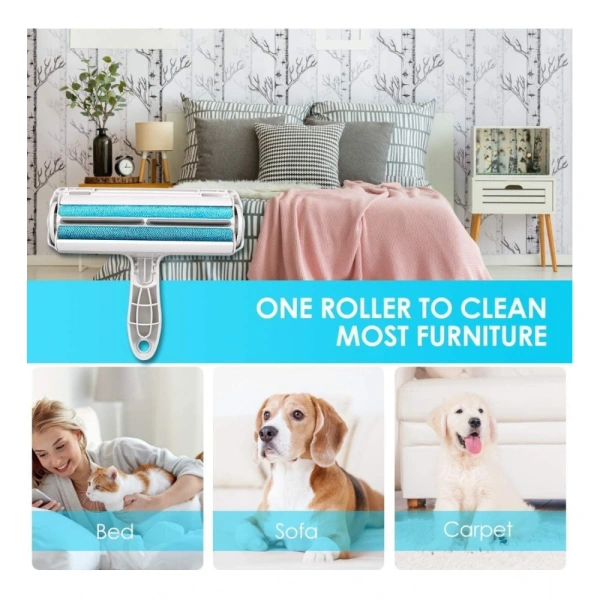 Plastic Dog Hair Remover Roller (Blue) - Blue
