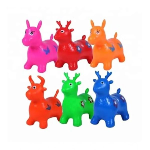 Generic Plastic Inflatable Jumping And Riding Horse Air Animal Shape Jumping Toys (Multicolor ) - Multicolor