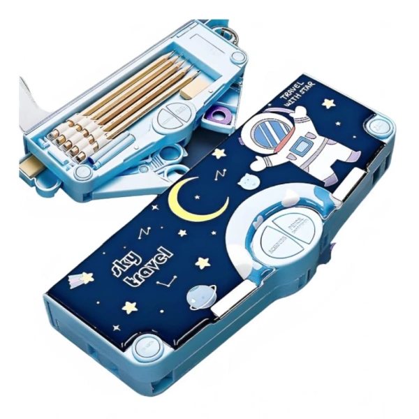Generic Plastic Magnetic Pencil Case With Sharpener Compass Box For Kids (Multicolor ) - Multicolor