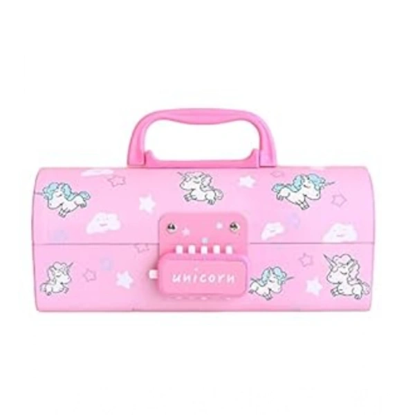 Generic Plastic Pen, Pencil Box Suitcase Style Password Lock (Multicolor ) - Multicolor
