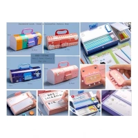 Generic Plastic Pen, Pencil Box Suitcase Style Password Lock (Multicolor ) - Multicolor