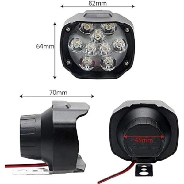 Set Of 2 Shilon 9 Led Waterproof On/Off Switch For Bikes (Black) - Black