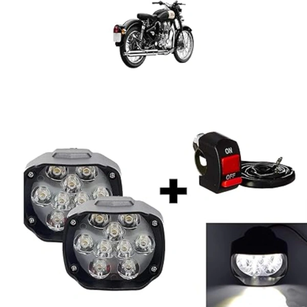 Set Of 2 Shilon 9 Led Waterproof On/Off Switch For Bikes (Black) - Black