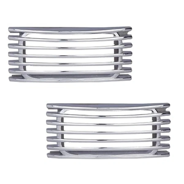 Shopnav Set Of 2 Stylish Car Side Lamp/Indicator Rim Sticker Grill/Jali Type Chrome Finishing Silver Cover Auto Car Exterior Accessories (Multicolor) - Multicolor