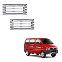 Shopnav Set Of 2 Stylish Car Side Lamp/Indicator Rim Sticker Grill/Jali Type Chrome Finishing Silver Cover Auto Car Exterior Accessories (Multicolor) - Multicolor