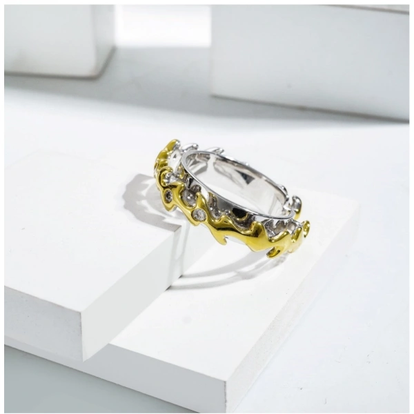 Shopnav Stainless Steel Double Tone High-Quality Freesize Ring (Silver Plated) - Silver Plated