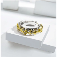 Shopnav Stainless Steel Double Tone High-Quality Freesize Ring (Silver Plated) - Silver Plated
