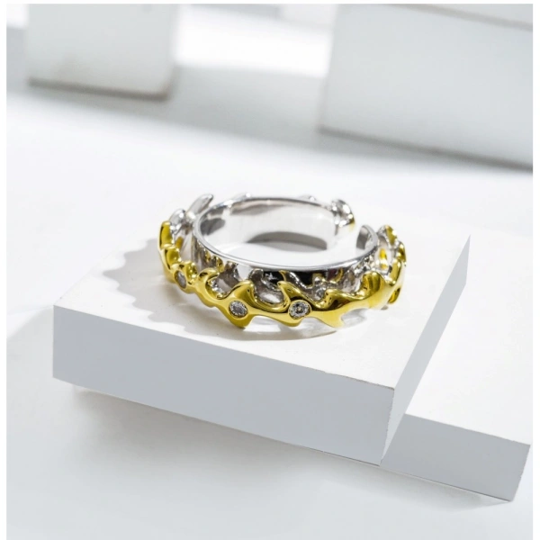 Shopnav Stainless Steel Double Tone High-Quality Freesize Ring (Silver Plated) - Silver Plated